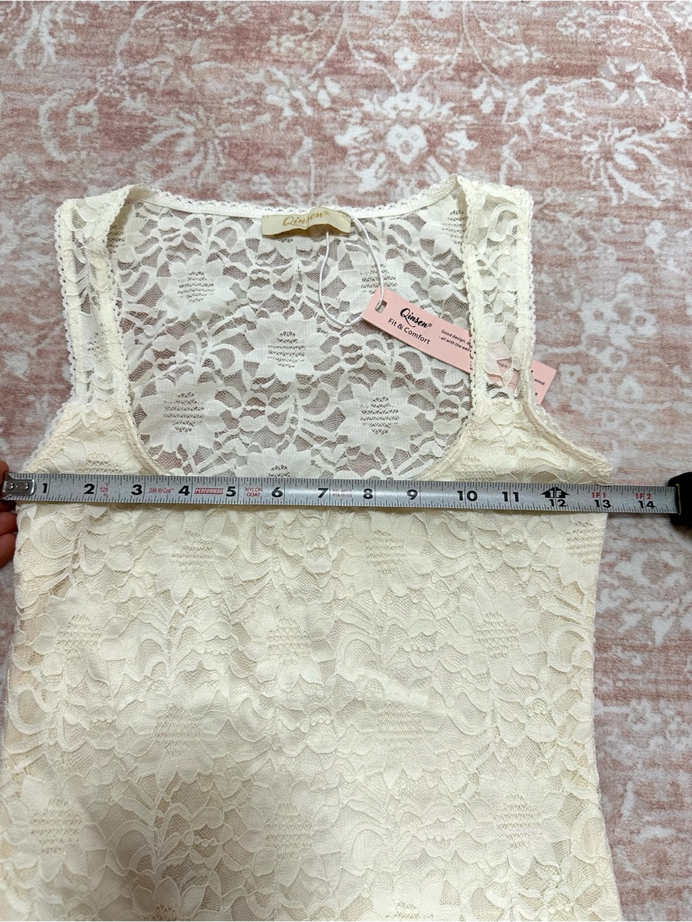 NWT 🤍 Y2K Cream Lace Square-Neck Tank Top - Picture 8 of 9